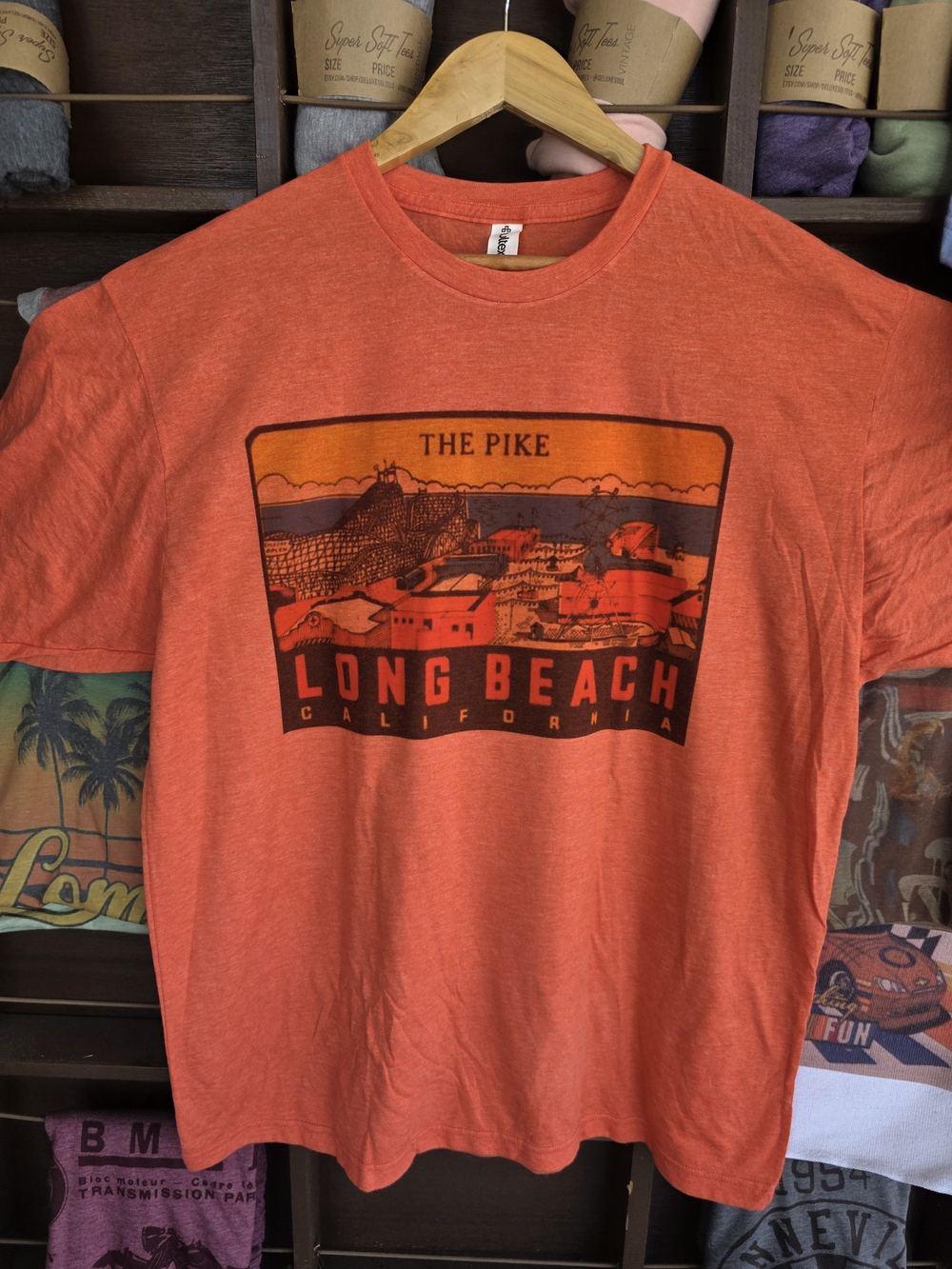 Gildan Orange Long Beach 'The Pike' Graphic Tee